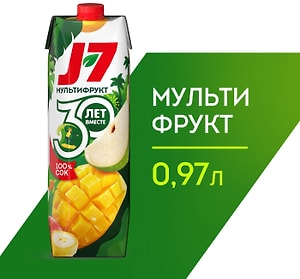 Изображение товара Нектар J-7 100% Мультифрукт с мякотью 970мл