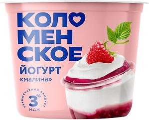 Изображение товара Йогурт Коломенский термостатный Малина 3% 130г
