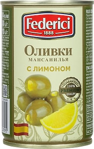 Изображение товара Оливки Federici Мансанилья с лимоном 300г