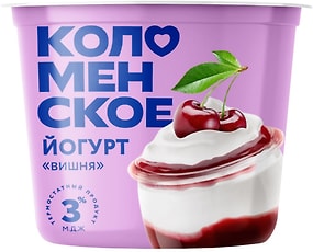 Изображение товара Йогурт Коломенский термостатный Вишня 3% 130г