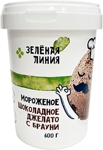 Изображение товара Мороженое Шоколадное джелато Зеленая линия с брауни 600г