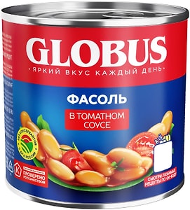Изображение товара Фасоль белая Globus в томатном соусе 400г