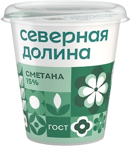 Изображение товара Сметана Северная Долина 15% 300г