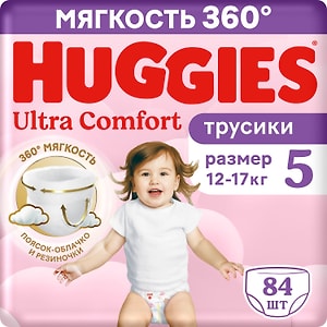 Изображение товара Подгузники трусики Huggies Ultra Comfort для девочек размер 5 12-17кг 84шт