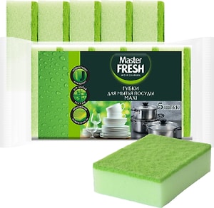 Изображение товара Губка для мытья посуды Master Fresh Maxi 95*65*27мм 5шт