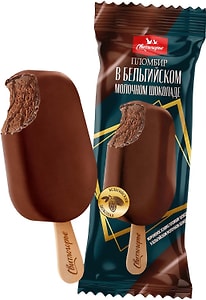 Изображение товара Мороженое Свитлогорье Пломбир шоколадный в бельгийском молочном шоколаде 12% 65г