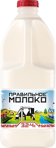 Изображение товара Молоко Правильное Молоко пастеризованное 3.2-4% 2л