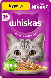Изображение товара Влажный корм для кошек Whiskas полнорационный желе с курицей 75г