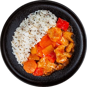 Изображение товара Рис Перекресток Select отварной с курицей в кисло-сладком соусе 240г