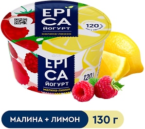 Изображение товара Йогурт Epica с малиной и лимоном 4.8% 130г