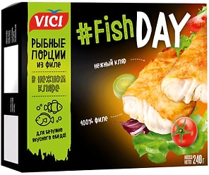 Изображение товара Минтай Vici Fish Day Рыбные порции из филе в нежном кляре 240г