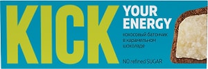 Изображение товара Батончик Kick your energy кокосовый в карамельном шоколаде 45г