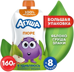 Изображение товара Пюре Агуша Яблоко-Груша-Злаки с 8 месяцев 160г