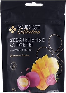 Изображение товара Конфеты Маркет Collection Манго-Малина в белом шоколаде жевательные 75г
