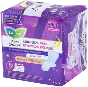 Изображение товара Прокладки Laurier Super Slim Guard Ночные гигиенические ультратонкие с крылышками 15шт