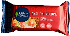 Изображение товара Хлебцы скандинавские Хлебцы молодцы цельнозерновые хрустящие 100г