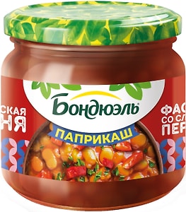 Изображение товара Фасоль Бондюэль белая в соусе со сладким перцем Паприкаш 360г