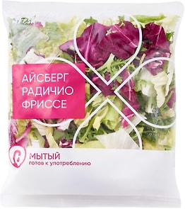 Изображение товара Смесь салатная мытая Айсберг-Радичио-Фриссе 140г