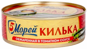 Изображение товара Килька 5 морей в томатном соусе 240г