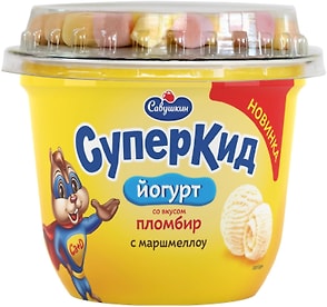 Изображение товара Йогурт СуперКид с вкусовым наполнителем Пломбир с Маршмеллоу 2% 103г