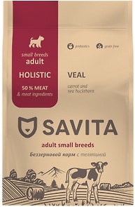 Изображение товара Сухой корм для собак Savita с телятиной беззерновой для малых пород 1кг