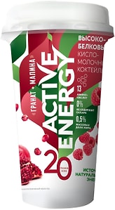 Изображение товара Коктейль Active Energy кисломолочный Гранат-Малина 0.5% 230мл