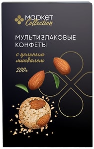 Изображение товара Конфеты Маркет Collection мультизлаковые с цельным миндалем 200г