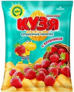 Изображение товара Палочки кукурузные Кузя Лакомкин Клубника 100г