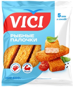 Изображение товара Рыбные палочки Vici в панировке обжаренные 500г