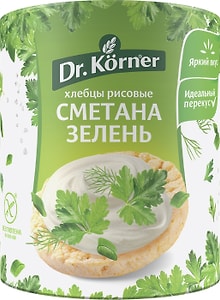 Изображение товара Хлебцы Dr.Korner Рисовые хрустящие сметана и зелень 80г