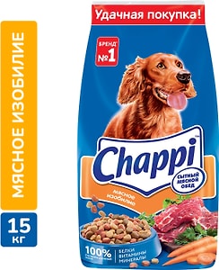 Изображение товара Сухой корм для собак Chappi Сытный мясной обед Мясное изобилие полнорационный 15кг