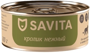 Изображение товара Влажный корм для кошек и котят Savita Кролик 100г