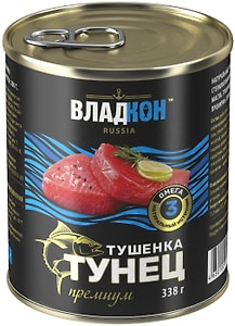 Изображение товара Тушенка Владкон из тунца Премиум 338г