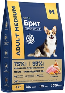 Изображение товара Сухой корм для собак Brit Adult Medium Курица 3кг