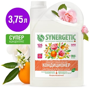 Изображение товара Кондиционер для белья Synergetic Цветущий апельсин и роза 3.75л