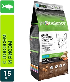 Изображение товара Сухой корм для собак Probalance Adult Delicate Digestion с лососем и рисом 15кг