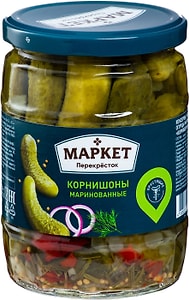 Изображение товара Огурцы Маркет Перекресток Корнишоны маринованные 540г