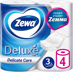 Изображение товара Туалетная бумага Zewa Deluxe Белая 4 рулона 3 слоя в ассортименте