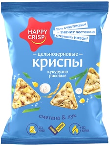 Изображение товара Чипсы Happy Crisp кукурузно-рисовые Сметана и Лук 50г