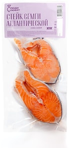 Изображение товара Лосось Люди Любят атлантический семга стейк с кожей мороженный 500г