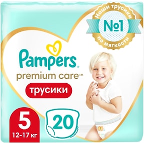 Изображение товара Подгузники трусики Pampers Premium Care 5 размер / 12-17кг ультрамягкие 20шт