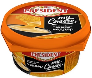 Изображение товара Сыр President My Cheese плавленый для закусок Чеддер 51% 125г