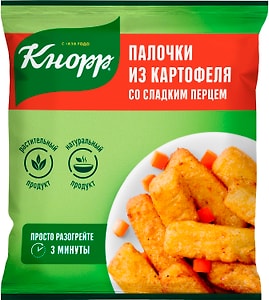Изображение товара Палочки из картофеля Кнорр со сладким перцем жареные замороженные 400г