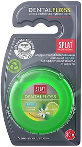 Изображение товара Зубная нить Splat Professional Dental Floss объемная вощеная с ароматом бергамота и лайма 30м