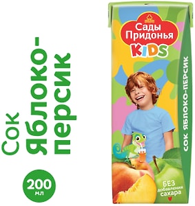 Изображение товара Сок Сады Придонья Kids Яблоко-Персик с 5 месяцев 200мл