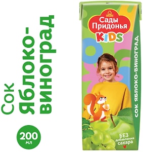 Изображение товара Сок Сады Придонья Kids Яблоко-Виноград с 6 месяцев 200мл