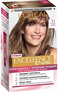 Изображение товара Крем-краска для волос Loreal Paris Excellence creme 7.1 Русый пепельный 