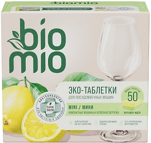 Изображение товара Таблетки для посудомоечной машины BioMio Бергамот и юдзу 10г*50шт