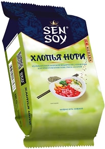 Изображение товара Хлопья Нори Sen Soy с кунжутом из цельной сушено-прессованной морской водоросли рода Порфира 30г