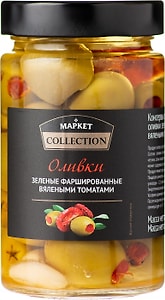 Изображение товара Оливки Market Collection зеленые фаршированные вялеными томатами 290г